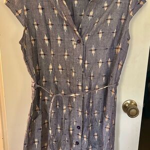 Slate Blue Ikat Patterned Dress